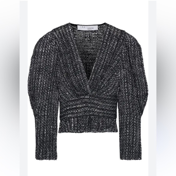 IRO PARIS Guarda Cropped Metallic Bouclé Top, 
Size : small Waist - Picture 3 of 16